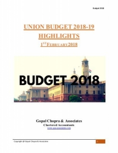 Via: Budget 2018 UNION BUDGET 2018-19 HIGHLIGHTS 1 ST