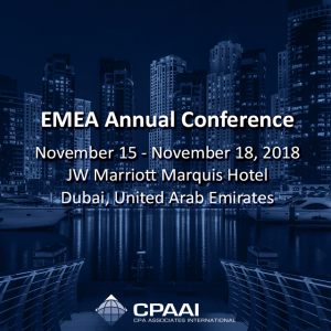 EMEA Annual Conference November 15 – November 18, 2018 JW Marriott Marquis Hotel Dubái…