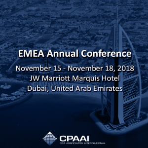 EMEA Annual Conference November 15 – November 18, 2018 JW Marriott Marquis® Hotel Dubai…